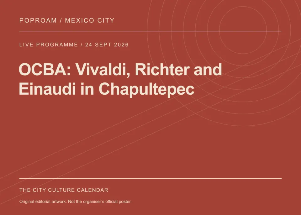 Original editorial programme artwork for OCBA: Vivaldi, Richter and Einaudi in Chapultepec. This is not the organiser’s official poster.
