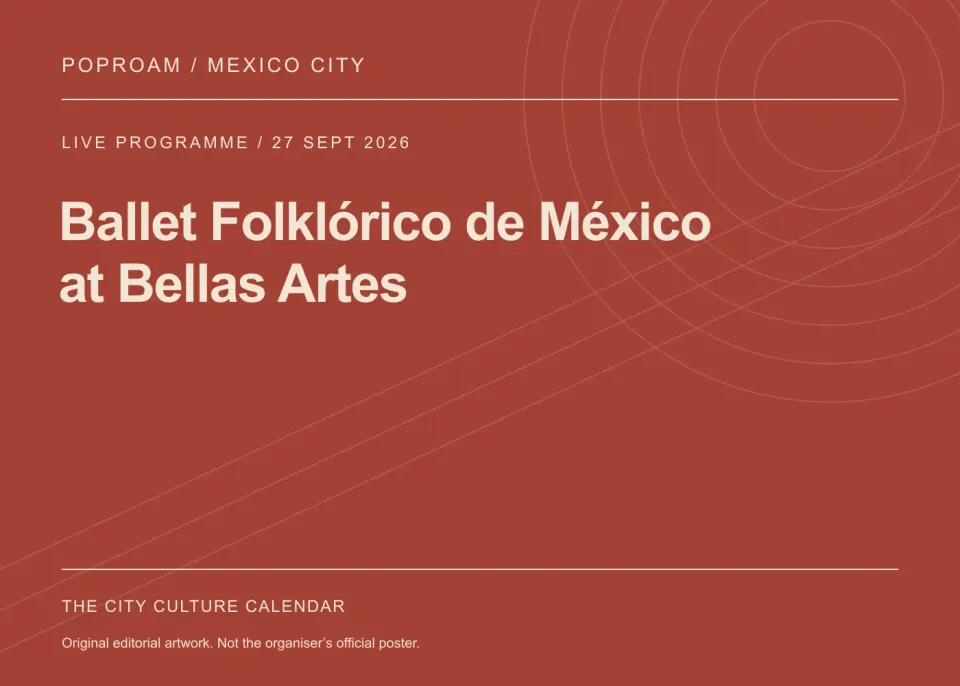 Original editorial programme artwork for Ballet Folklórico de México at Bellas Artes. This is not the organiser’s official poster.