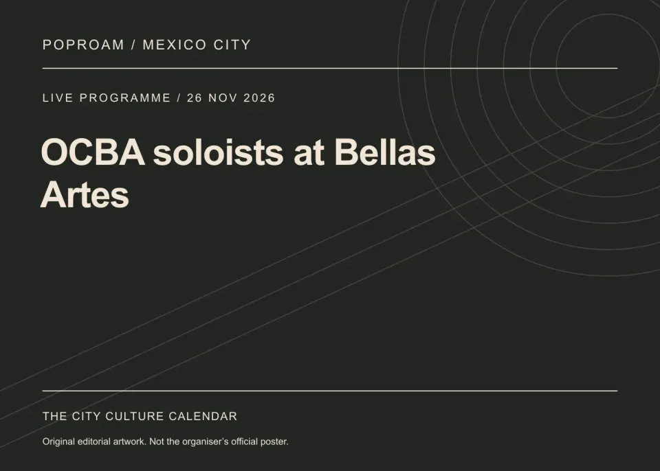 Original editorial programme artwork for OCBA soloists at Bellas Artes. This is not the organiser’s official poster.