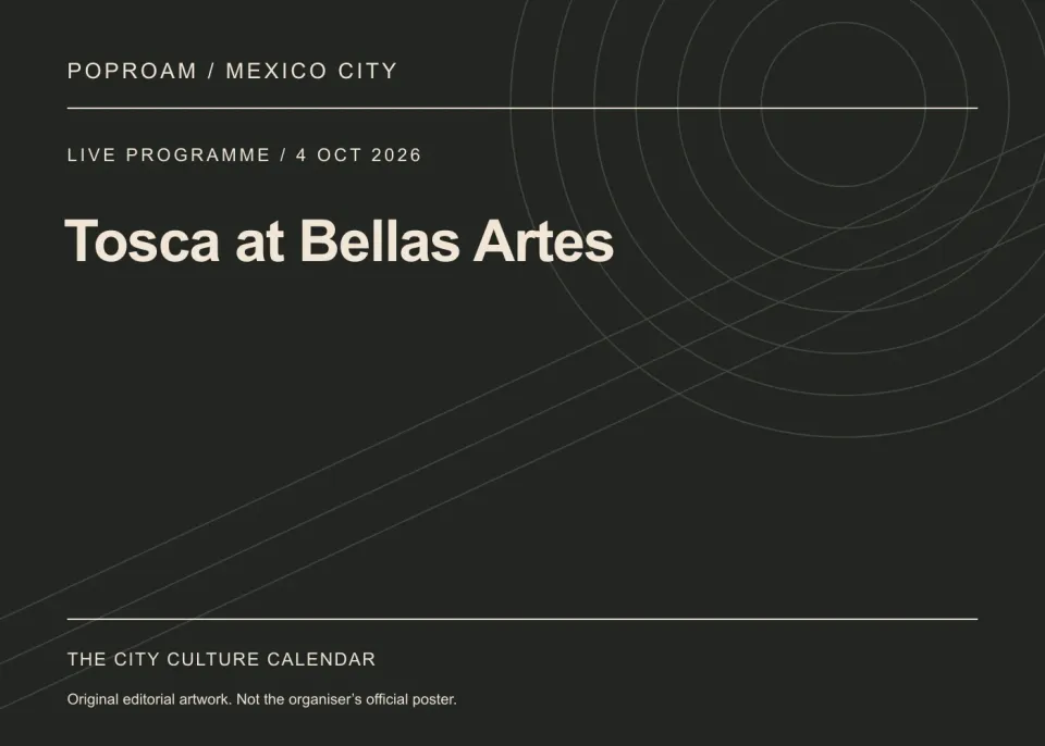 Original editorial programme artwork for Tosca at Bellas Artes. This is not the organiser’s official poster.