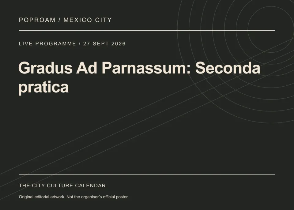 Original editorial programme artwork for Gradus Ad Parnassum: Seconda pratica. This is not the organiser’s official poster.
