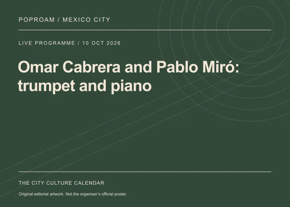 Original editorial programme artwork for Omar Cabrera and Pablo Miró: trumpet and piano. This is not the organiser’s official poster.